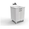 Mama Store ATENALAV Mobile Lavatoio-Lavapanni Metacrilato con Asse in Legno e gocciolatoio in Alluminio, L.60 x P.50 X H. 86 cm, Bianco Opaco/Bianco Artico
