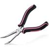 LEONTOOL Mini pinza a becco curva, ganascia liscia, piccola pinza a becco curva, pinzetta per naso lungo, pinza per gioielli rosa, strumento per la creazione di gioielli, avvolgere e afferrare oggetti