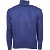 CASHMERE COMPANY Maglione Collo Alto Dolcevita Trecce Elasticizzato F.12 IU204839 Blu Scuro Blu