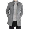 Generic Cappotto invernale da uomo Giacca Stile Moda Bella Cappotto di lana lungo Comodo Caldo Morbido Cappotto Invernale Parka Uomo, grigio., XXL