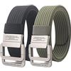 YunYunStrap Cintura uomo, cinture tattiche militari regolabili in nylon con fibbia ad anello a doppia D, confezione da 2
