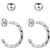 BONNYBIRD® Orecchini Cerchio Donna Argento Set Acciaio Chirurgico Inossidabile Inox Anallergici Senza Nichel Free Gioielli Impermeabile