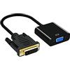 QIANRENON Adattatore da DVI-D a VGA Dual Link 24+1 Maschio a Femmina, Cavo di Prolunga Video 1080p per Collegamento di Sistemi DVI-D a Monitor, Nero, 25 cm