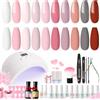 RSTYLE Kit Semipermanente Unghie, 10 Coloris Bianco Rossa Smalto Semipermanente Unghie, 48W Lampada UV LED Unghie Kit Smalto Semipermanente Completo Professionale Soak Off Nail Art Manicure Set Rosa