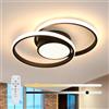 SENQIU Plafoniera LED Soffitto Dimmerabile, 40W Lampada da Soffitto Moderna Rotonda, Lampadario LED Soffitto con Telecomando per Soggiorno, Camera da Letto Ufficio Cucina, 3000K-6500K, Nero