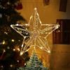 XZXWZX Puntale per albero di Natale, stella glitterata,20 LED Star Treetop con Golden Pearl, decorazione natalizia per albero di Natale (oro)(dimensioni ridotte)(23 * 18CM)
