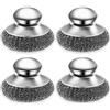MisFun 4 Pezzi Paglietta Acciaio, Spugne Cucina Inossidabile di Alta Qualità, Spugna Piatti Paglietta con maniglia per Stoviglie Spugna, Kitchen Spugne Paglietta in Acciaio Inox Per Pulire Pentole