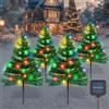 Qoosea Albero di Natale Luci Solare da Giardino, 4 Lampade Solari Alberi di Natale con 80LED Fiocco di Neve, 8 Modalità IP65 Impermeabile Luci Natalizie Decorative per Feste Giardino Esterno