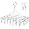 Qualsen Stendino per Calzini in Acciaio Inox, 36 Clip, Quadrate | Appendiabiti con Picchetti per Stendibiancheria, Calze, Biancheria Intima, Vestiti per Bambini, Canotte e Guanti
