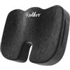 Radikor Cuscino sedia ufficio, Cuscino coccige ortopedico, Cuscino sciatica, ergonomico, realizzato in memory foam, con base antiscivolo, allevia il coccige, nero