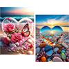 TAIXING 2 Pezzi Diamond-Painting, 5D DIY Diamond-Painting Kit Completo, Love Beach Diamond-Painting Adulti per Soggiorno Camera da Letto Regali per Decorazioni da Parete per La Casa