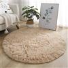 Hiseng Rotonda Shaggy Tappeto per Soggiorno, Hiser Moderno Soffice Peloso Ultra Molle Antiscivolo Tappeti Moquette per Interni Divano Camera da Letto Bambino Cameretta (Cachi,200x200cm)