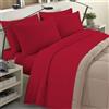 BANZAII TEXTILE INNOVATOR ONLINE Banzaii Completo Lenzuola Invernale Felpate in Flanella Anti-Pilling 100% Cotone, adatto anche ai materassi più alti, 4 pezzi, Matrimoniale Maxi Rosso
