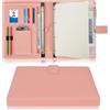 Wonderpool Portadocumenti A4 PU Pelle con 4 Anelli Portadocumenti Multi Documento con Raccoglitore Rimovibile per Appunti e Tasca Funzionale per Organizzatore Ufficio Viaggi Scuola (Rosa)