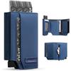 VULKIT Portafoglio Uomo Slim e Porta Carte di Credito con Blocco RFID, Porta Tessere Tascabile Tessuto Oxford per Mas.12 Carte con Porta Monete e Soldi, Box Regalo, Blu