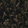 Fiula Carta Da Parati Autoadesiva, 41 Cm X 300 Cm, Motivo Uccelli, Fiori, Colore Nero E Oro, Foglie, Pellicola Adesiva Per Mobili Vintage, Pellicola Decorativa In Vinile Per Soggiorno E Fiori,