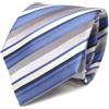 TigerTie seta cravatta blu argento grigio bianco a righe - Cravatta di seta Tie