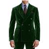 Botong Doppio petto Velluto Uomini Abiti per Wedding Guest Slim Fit Tacca Risvolto Sposo Smoking Prom Suit, Verde, 48