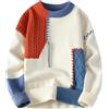 Mymyguoe Maglione invernale da uomo, oversize, patchwork, a maniche lunghe, termico, invernale, girocollo, maglione da lavoro a maglia, Colore: arancione., M