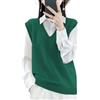 Ailaile Maglione da donna con scollo a V, in 100% lana merino, leggero, senza maniche, gilet di base, top corti, verde scuro, XX-Large