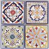 Villa d'Este Home Tivoli Set 4 mattonelle decorative, 11x11 cm, in ceramica, fondo in sughero, Yucatan