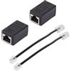 SHONCO Cavo splitter di rete, adattatore da RJ45 femmina a RJ11 maschio per cavo Ethernet, confezione da 2 pezzi, colore nero