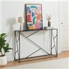 [en.casa] Tavolo a Consolle Mobile da Ingresso Corridoio Piano di Appoggio Rettangolare Mobile Espositore Stretto Salvaspazio Soggiorno Telaio in Metallo 120 x 30 x 80 cm - Nero