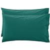 LARA MORADA Coppia FEDERE per Cuscino GUANCIALE Tinta Unita 100% Cotone Made in Italy 52X82 + PATTINA (Verde)