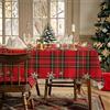 AIBIIN Tovaglia natalizia a quadri per cene in famiglia, motivo scozzese rosso, con fiocchi di neve, impermeabile, per sala da pranzo, picnic, feste di compleanno, 142 x 213 cm