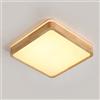 YYUTLUO Plafoniera LED in Legno, Lampada Quadrata in Legno Naturale con Bagliore Superiore 360°| Bianco caldo 3000K 18W 1600lm| Soggiorno Cucina Sala da Pranzo Corridoio Casa Ufficio Cameretta (Ø30cm)