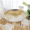 Morbuy Tovaglia Rotonda Antimacchia, Graffiti Copritavolo Elastico Rotondo, Impermeabile Lavabile Tovaglie da Tavola in Poliestere per Cucina Giardino Feste (Oro Beige,Diametro 110cm)