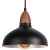 LIGKIN Lampada a sospensione Vintage industriale Lampadario E27 legno Lampada a Soffitto Ø19cm Moderno Paralume in Metallo per Sala da pranzo Caffetteria Cucina, Nero
