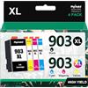 Sqwekd 903 XL Cartuccia di Inchiostro Compatibile Per HP 903 903XL per HP OfficeJet 6950 6960 per OfficeJet Pro 6960 OfficeJet Pro 6970 All-in-One Stampante (Nero, Ciano, Giallo, Magenta, 4-Pack)