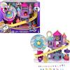 Polly Pocket- Playset Lunapark dell'Arcobaleno con 3 Giostre, 7 Aree di Gioco, 2 Micro Bambola Polly e Shani, 2 Unicorni e 25 Sorprese, Giocattolo per Bambini 4+ Anni, GYK44