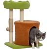 PawHut Albero Tiragraffi per Gatti con Casetta, Lettino e Pallina Giocattolo, in Legno e Peluche, 44x33x61 cm, Verde