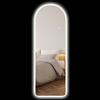 HOMCOM Specchio da Parete ad Arco con Illuminazione LED Regolabile e Controllo Touch, in Vetro Temperato, 40x3x120 cm