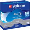 Verbatim 5 BD-R SL Blu Ray 25Gb 6X Hard Coat in jewel case - 43715