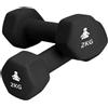 FITPADDY - Coppia pesi manubri dumbbell testa esagonale 2 kg neri 20,5
