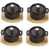 ECHTWERK Pentola in ghisa, mini pentola con tagliere da portata, piccola teglia già cotta, adatta per forno, barbecue, barbecue e induzione, ideale per servire, 200 ml, 4 pezzi