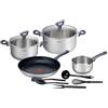 Tefal Daily Cook Set x4 Cz16, C20-24, S28 e 5 Accessori, Metallo, Argento