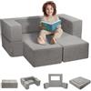 VEVOR Divano Modulare per Bambini 4 Pezzi Divano Letto per Bambini Grigio Scuro