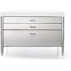 Alpes 130C-CONTENIMENTO-2 LIBERI IN CUCINA, Elemento Contenimento, mobile cucina, acciaio inox top in Corian®, larg. 130cm, prof. 65cm, alt. 90/95cm, 3 cassetti 120cm