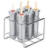 Wifehelper Set di stampi per ghiaccioli, 6 pezzi Stampi per ghiacciolo in acciaio inossidabile 304 Testa rotonda Stampo per gelato a tazza rotonda Stampo per ghiaccioli Doppia scanalatura