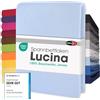 CelinaTex Lucina Lenzuolo Elasticizzato Topper spessori per Letto Contenitore Cotone 2er-Set 90x200-100x200 cm Blu Acqua