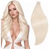 RUNATURE Extension Capelli Veri Biadesivo 60 cm 20pcs 50g Biondo #800 | Extension Adesive Invisibile Biondi，Dritto,Lisci,Effetto Naturale