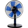 Taurus - Boreal 12 Legend. Ventilatore da tavolo portatile. Ventilatore da tavolo nero / blu. Sistema di oscillazione / inclinazione. 5 lame. Diametro 30 cm. 45W. Base tonda antiscivolo. 3 velocità.