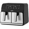 Solac - Friggitrice ad Aria Doppia Vasca 1700W | 8L: 4L ciascun cestello | Air Fryer 60-200ºC | Antiaderente | Pannello di Controllo Touch | Timer Programmabile | 11 Programmi | Acciaio Inox