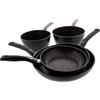 Pradel Excellence Set di 3 padelle da 20,24,28 cm + 2 scatole da 18,20 cm, colore: nero
