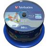 Verbatim 50 BD-R Blu Ray SL Datalife 25Gb Wide Inkjet Printable 6x Cake Box - 43812