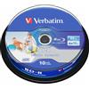 Verbatim 10 BD-R SL Blu Ray Datalife Wide Inkjet Print 25Gb 6x, in cake - 43804